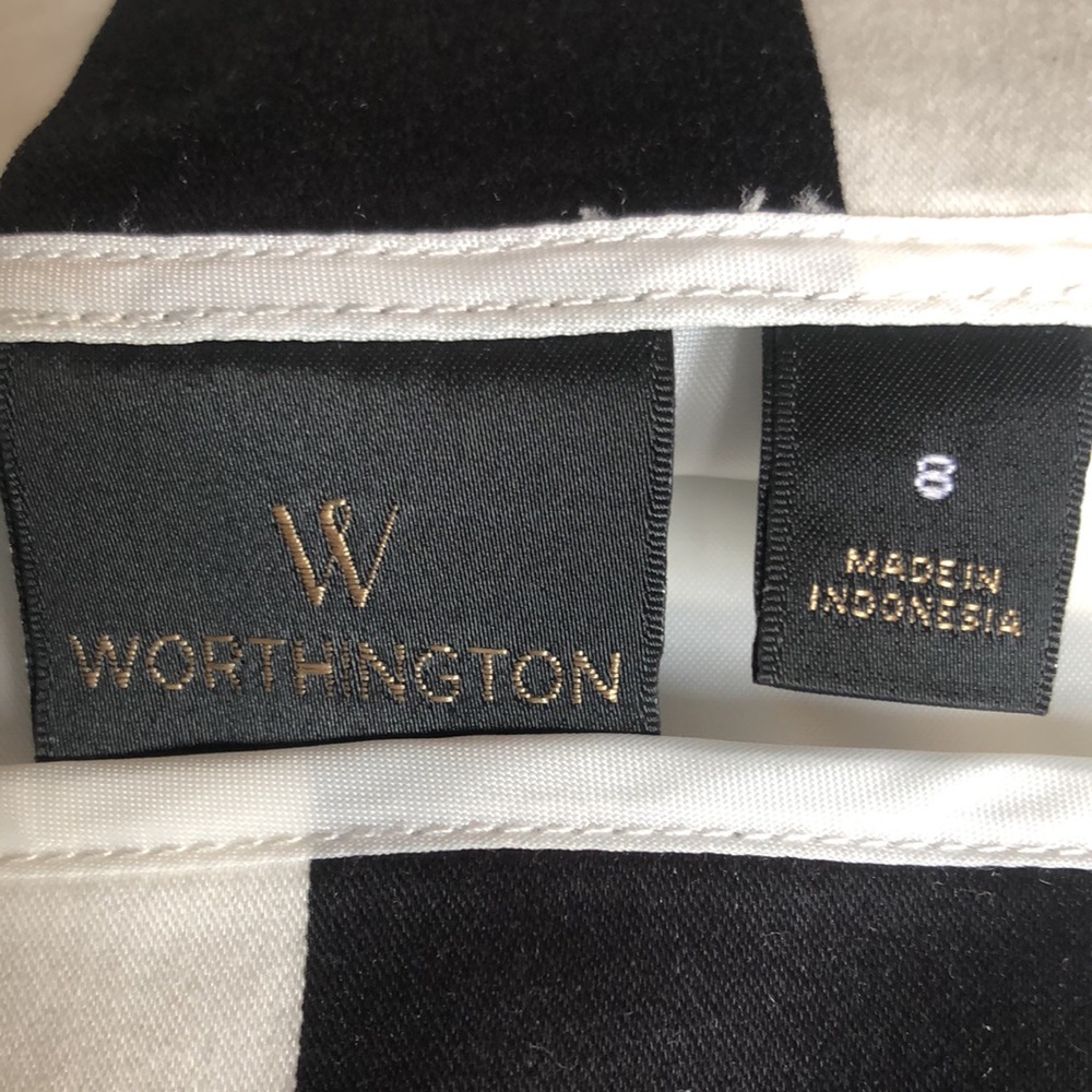 Worthington Black & White Colorblock Striped Pencil Skirt - Picture 9 of 10